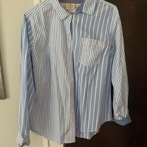 NWOT Blue & white striped button down shirt